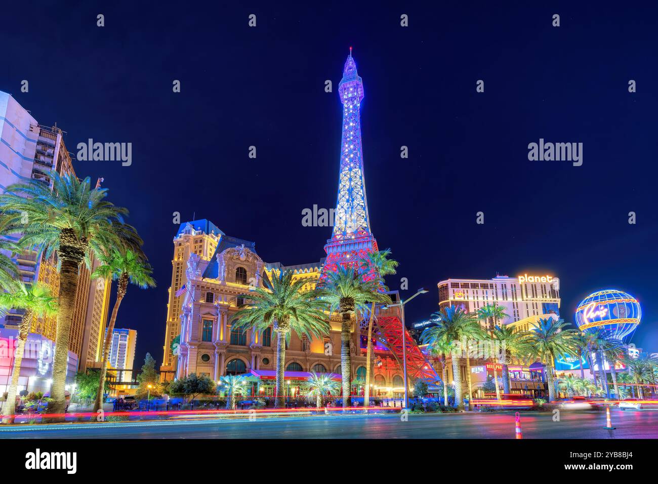 Nachtblick auf den Las Vegas Strip in Las Vegas, Nevada Stockfoto