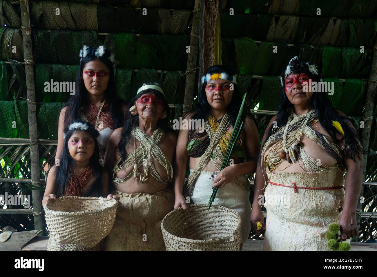 Frauen der Waorani Community, Nenkepare Stockfoto