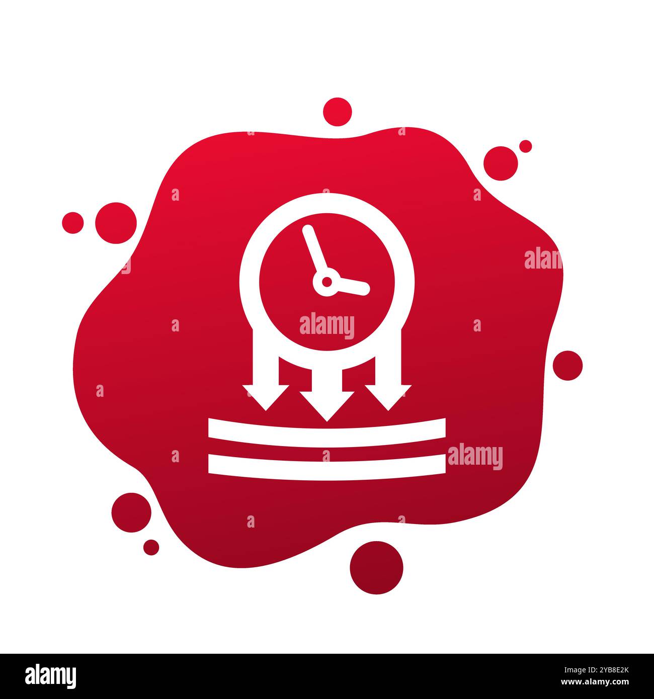 Druck- oder Schlagsymbol mit Uhr, Vektor Stock Vektor