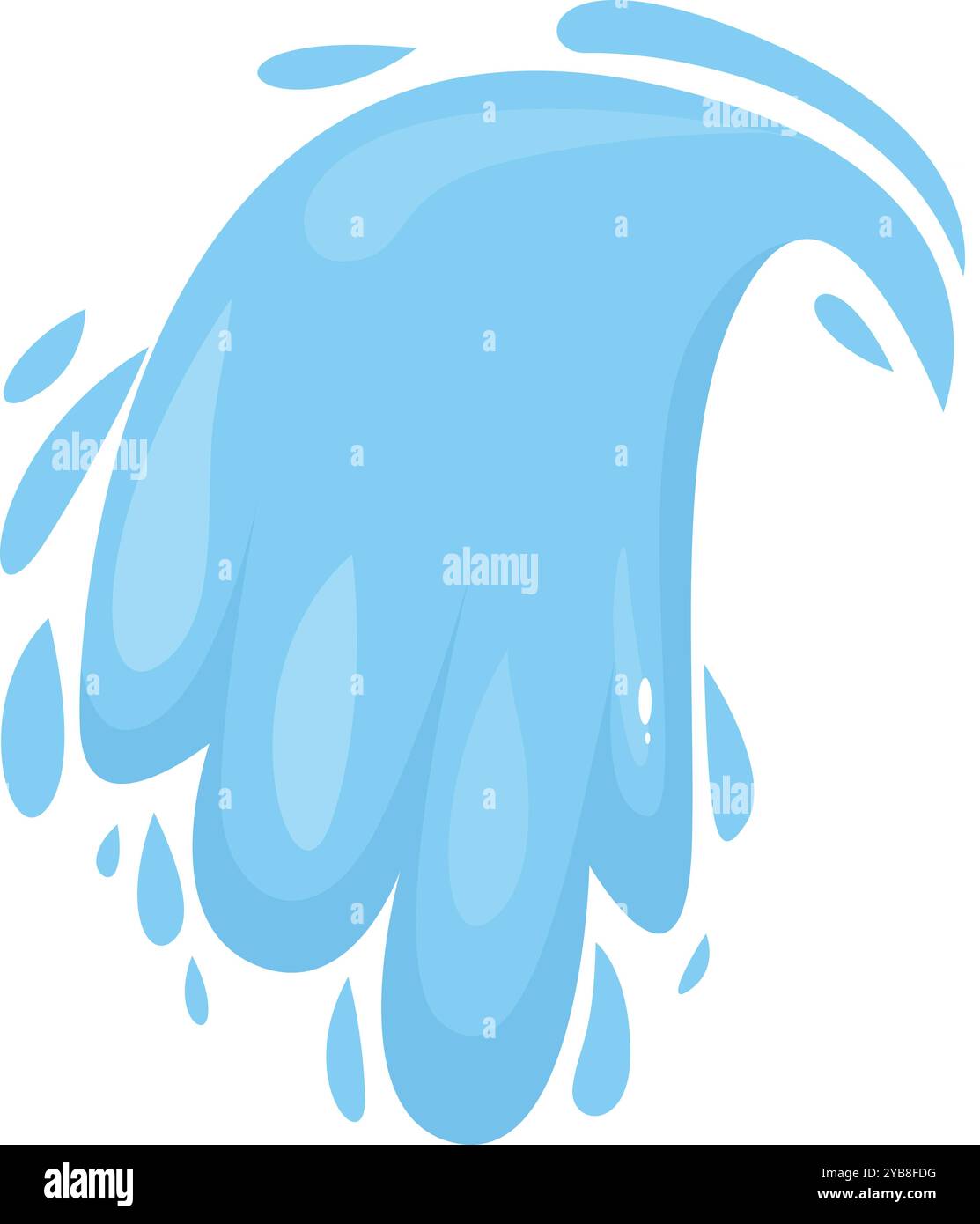 Cartoon-Wasser plätschert und macht eine große Welle mit Tropfen Stock Vektor