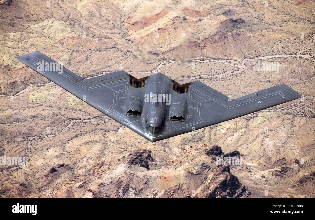 US-AMERIKANISCHER NORTHROP B-2-GEISTERBOMBER auf seinem ersten öffentlichen Flug im Jahr 1989. Foto: U>S. Luftwaffe Stockfoto