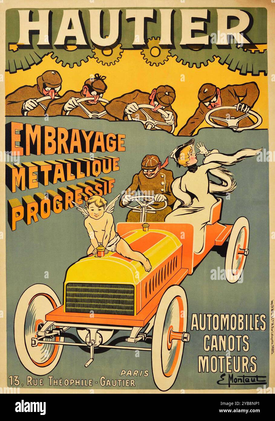 Hautier. Französische Oldtimer-Werbung von Ernest Montaut um 1900 Stockfoto