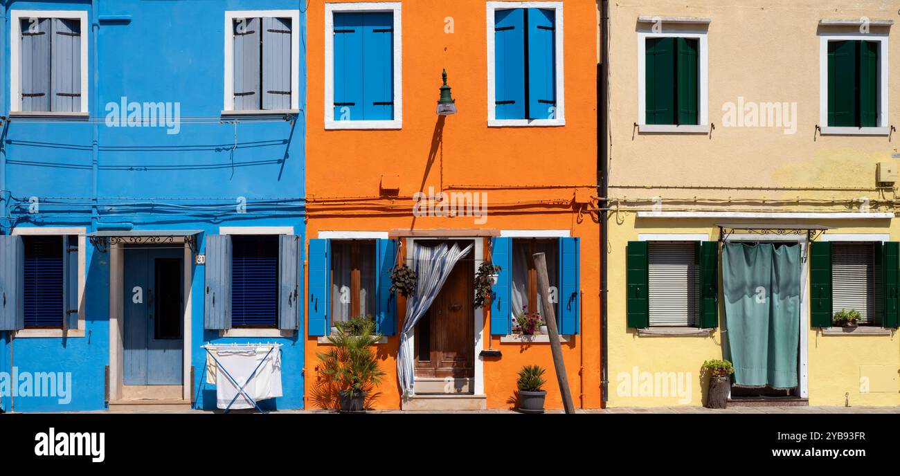 Bunte Häuser in Burano, Italien Stockfoto