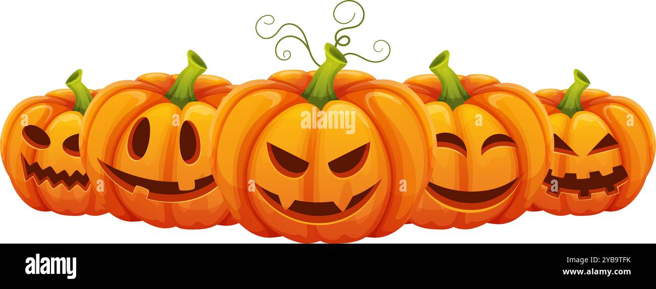 Gruselige Kürbisse. Cartoon halloween Laterne. Herbstdekoration Stock Vektor