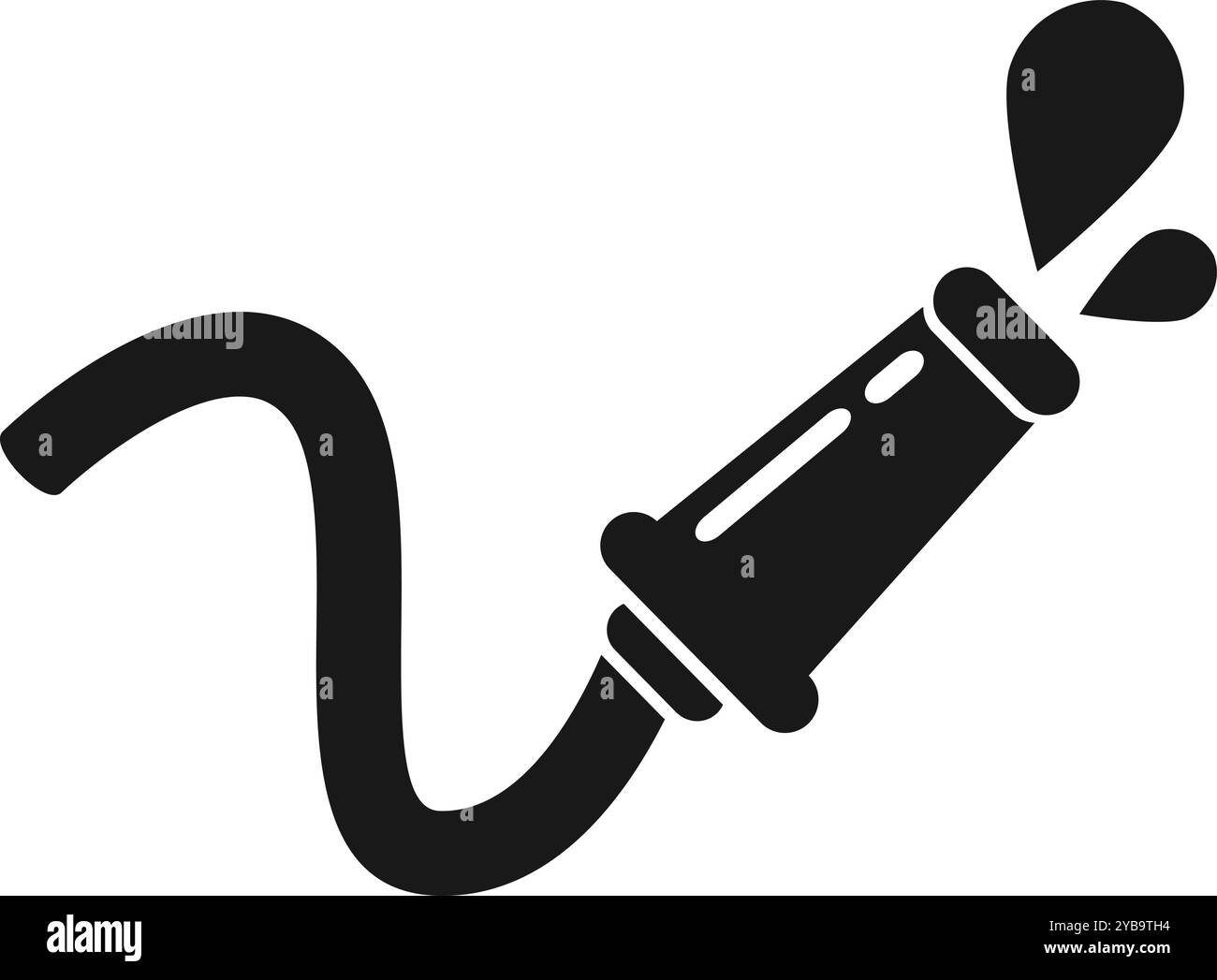Schwarzes Symbol für Wasserschlauch. Garten- oder Reinigungsgeräte Stock Vektor