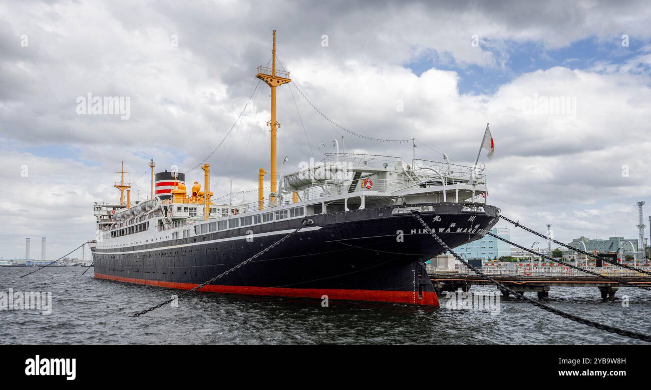 Das NYK Hikawa Maru Vintage-Liner und schwimmendes Museum im Yokohama Port, Japan am 24. September 2024 Stockfoto