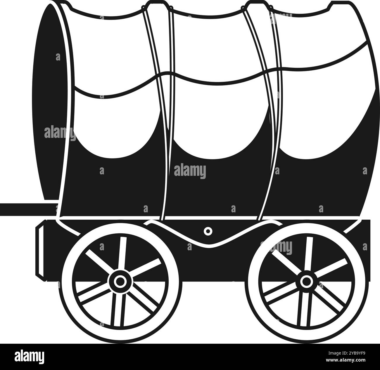 Alter westlicher Wagen. Schwarzes Symbol des Vintage-Wagens Stock Vektor