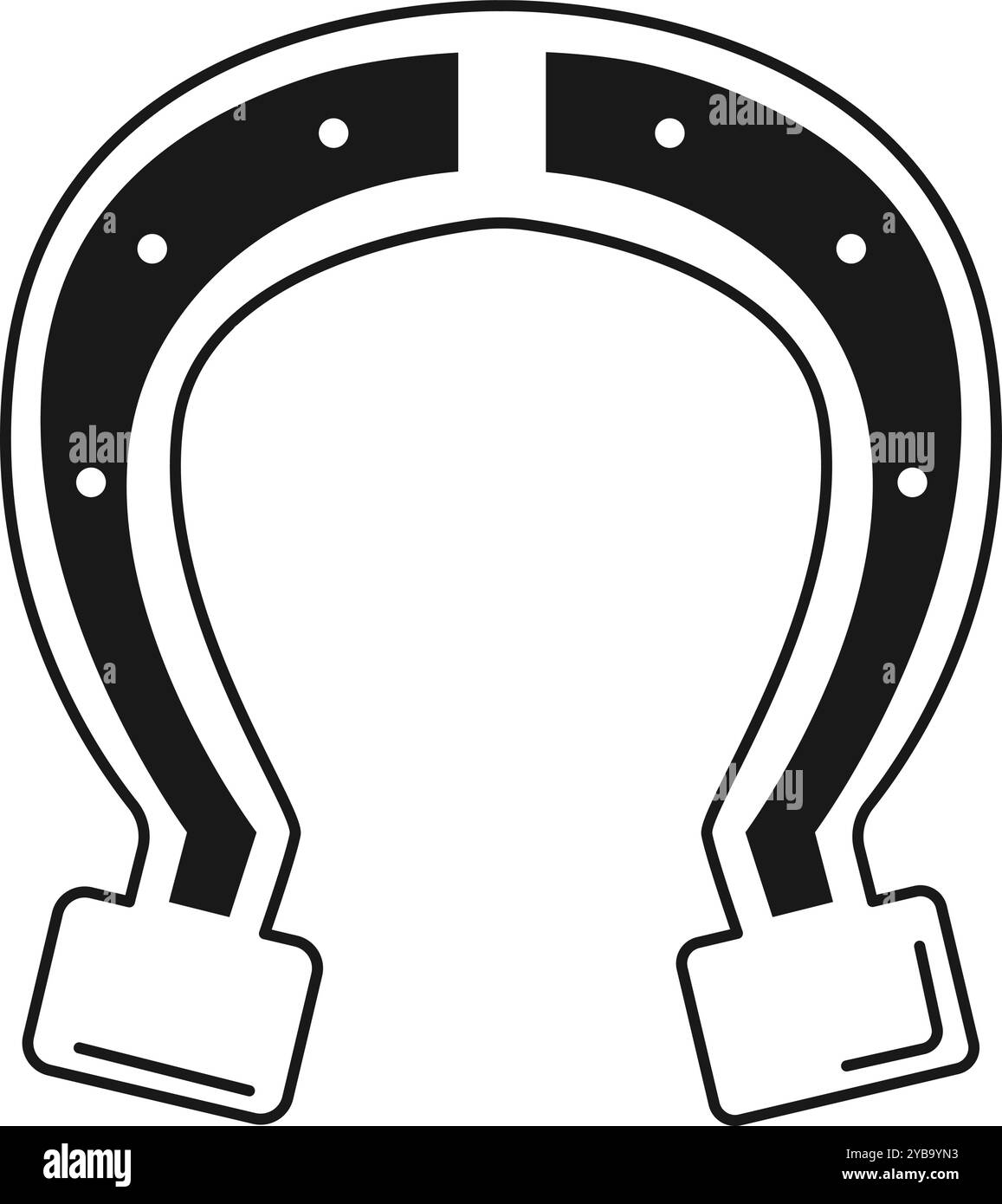 Schwarzes Hufeisen-Symbol. Glückssymbol. Cowboy-Schild Stock Vektor