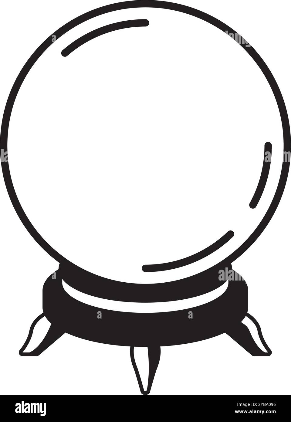 Schwarzes Symbol mit Kristallkugel. Magisches Orgelsymbol Stock Vektor