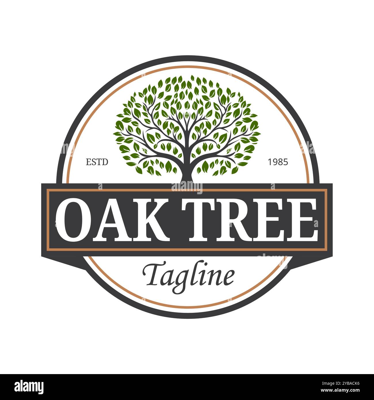 Baum des Lebensstempels Logo Vektor Design Eiche Familie Illustration Stock Vektor