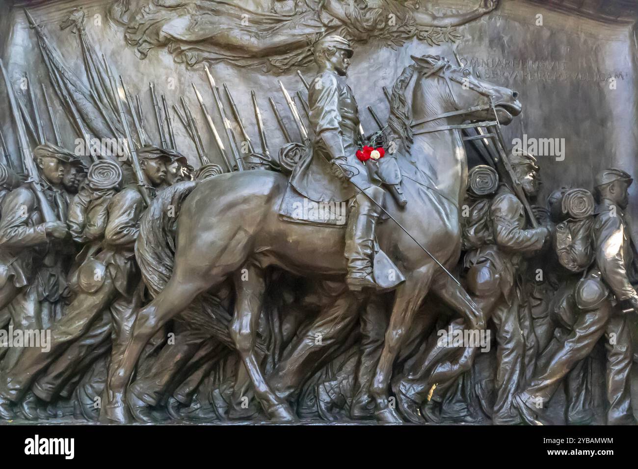 Das Memorial to Robert Gould Shaw and the Massachusetts Fifty-Fourth Regiment ist eine Reliefskulptur aus Bronze von Augustus Saint-Gaudens Stockfoto