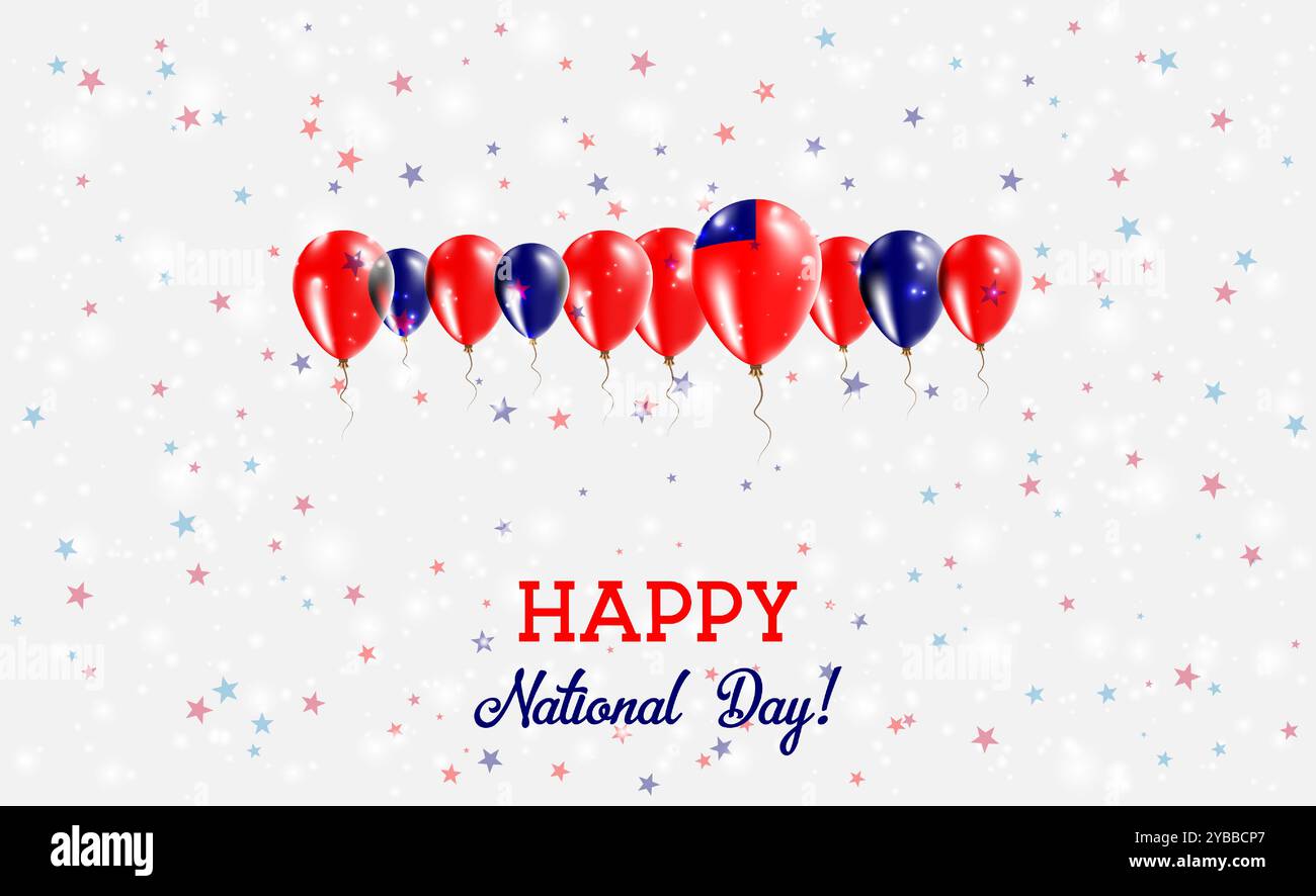 Samoa Unabhängigkeitstag Funkelndes Patriotisches Poster. Reihe von Ballons in Farben der samoanischen Flagge. Grußkarte mit Nationalflaggen, Konfetti und Sternen Stock Vektor