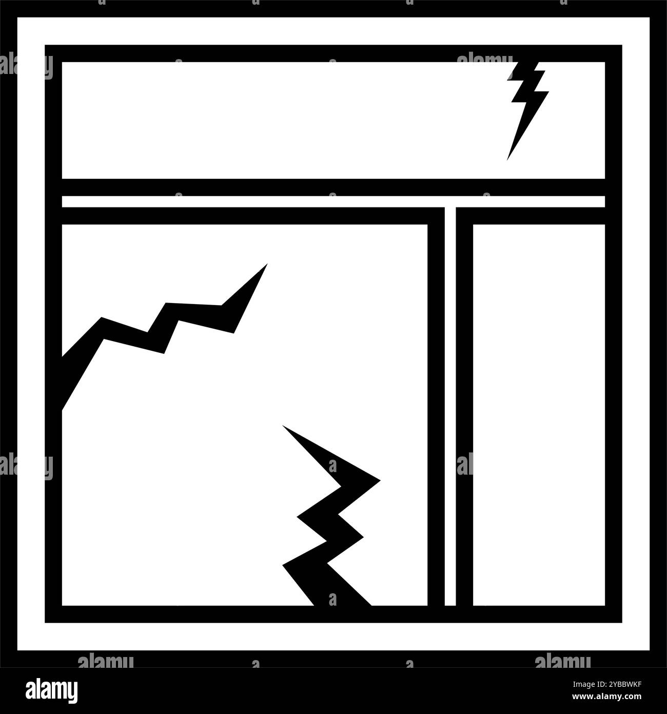 Symbol für zersplitterte Fensterscheiben. Editierbarer Vektor. Stock Vektor