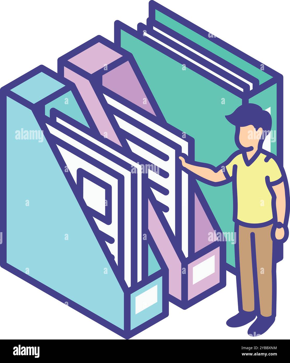 Symbol für isometrische Papiere. Ordnersymbol für Office-Dokumente Stock Vektor