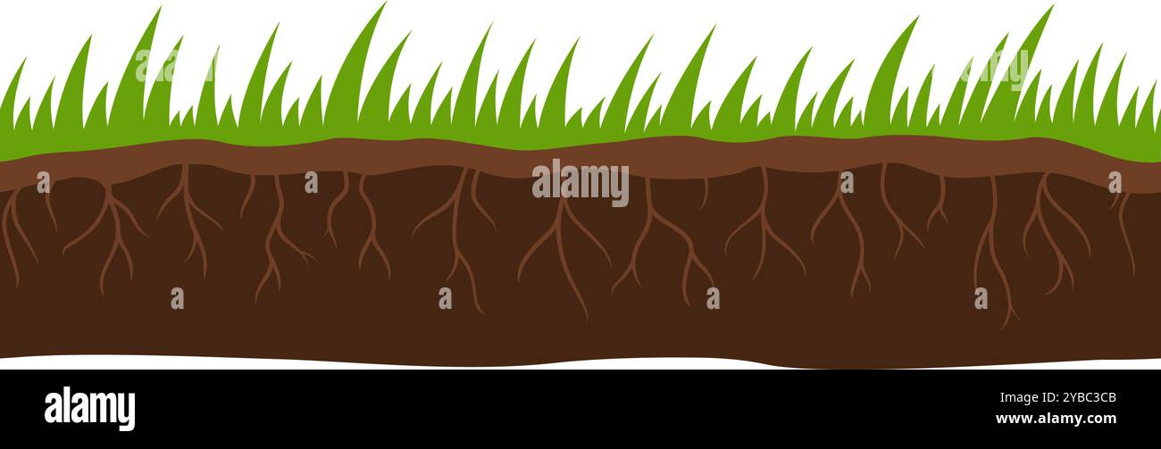 Grasboden. Zeichentrickspiel Naturwiese Stock Vektor