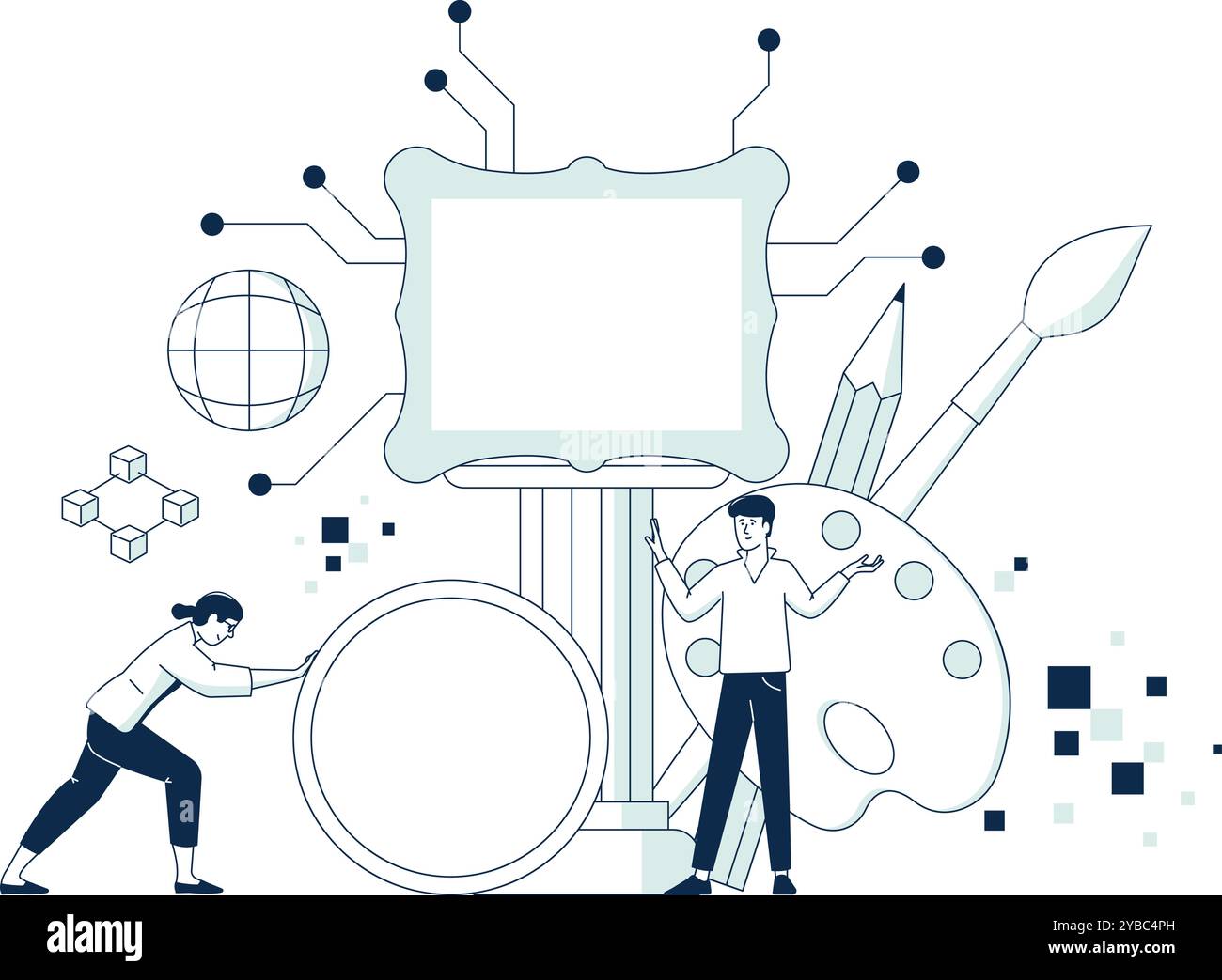 Symbol für digitale Kunst. NFT-Konzept. Blockchain-Technologie Stock Vektor