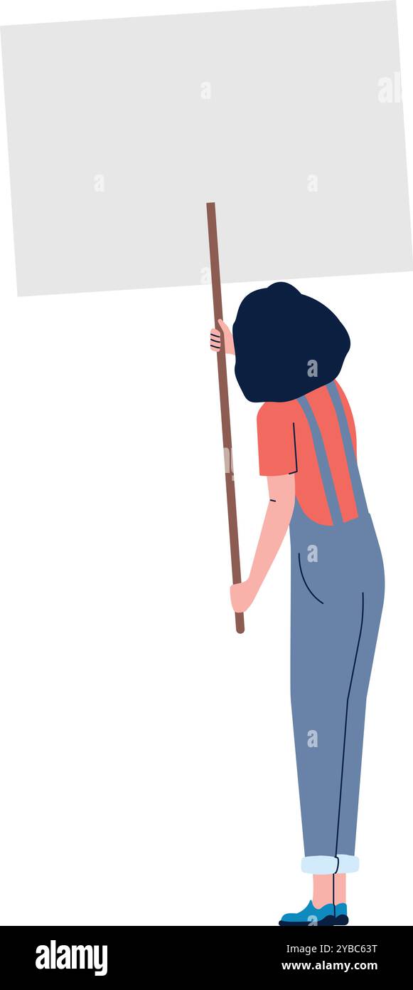 Menschenrechtler mit Papierplakat. Farbzeichen Stock Vektor