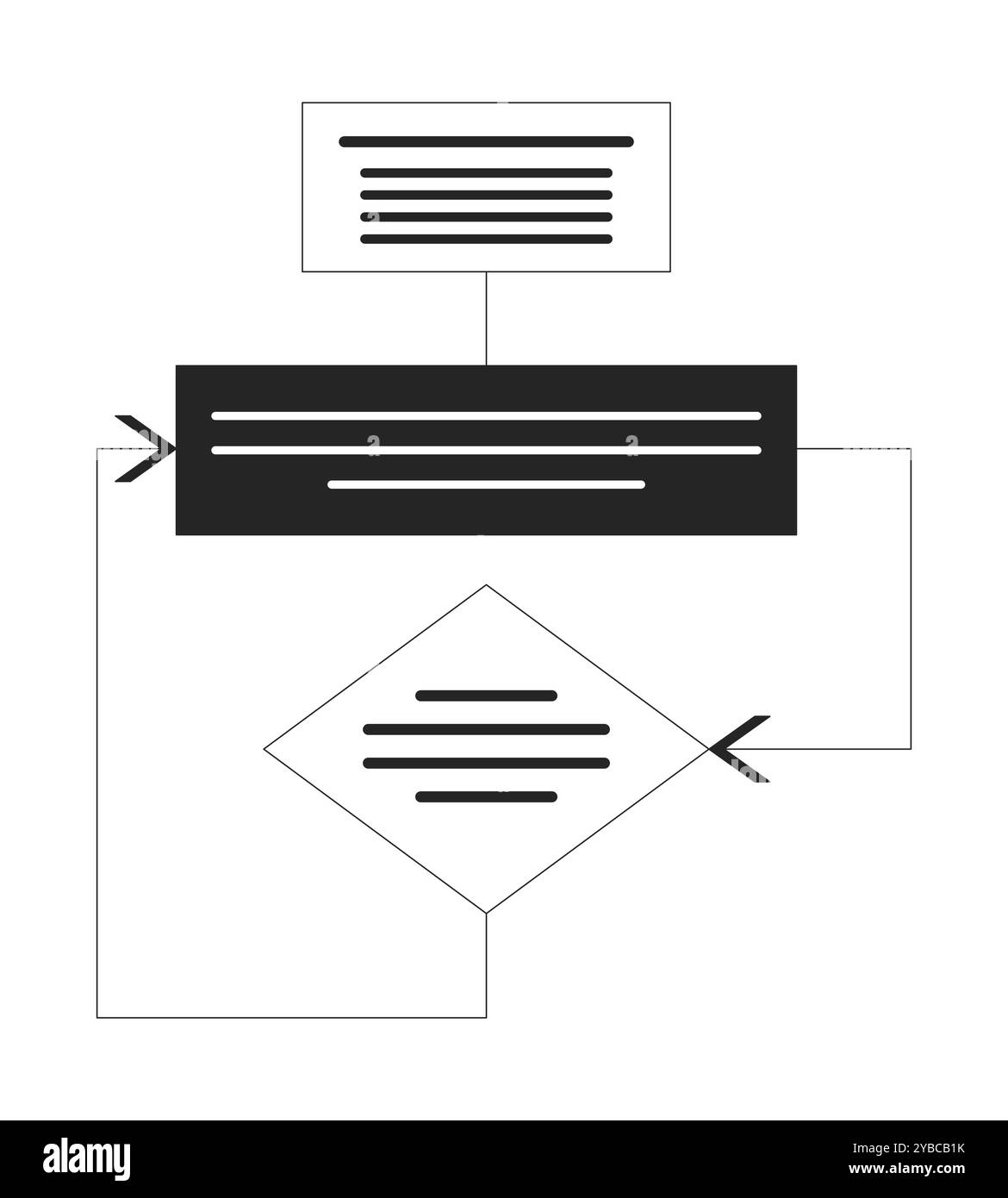 Blockdiagramm Schwarzweiß-2D-Linienobjekt Stock Vektor