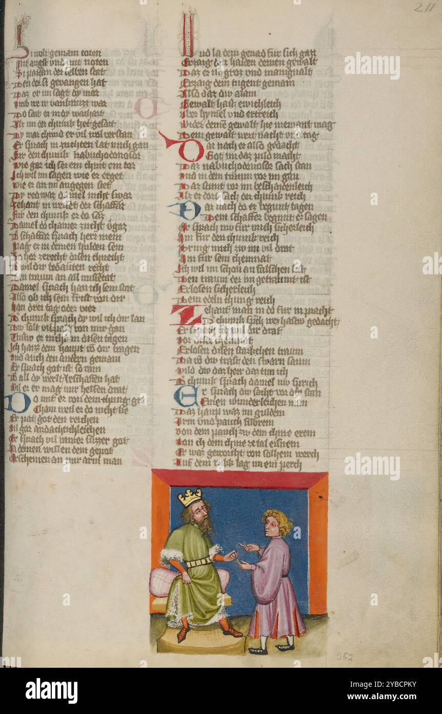 Daniel interpretiert Nebukadnezars Traum; Weltchronik, um 1400–1410. Stockfoto