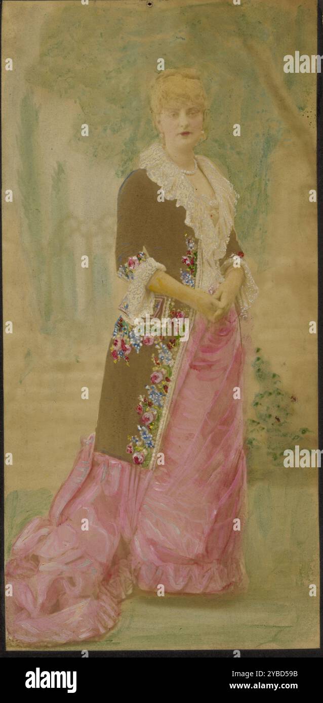Porträt einer Frau, um 1880. Carte-de-Visite-Porträt einer Frau, die im Garten steht. Stockfoto
