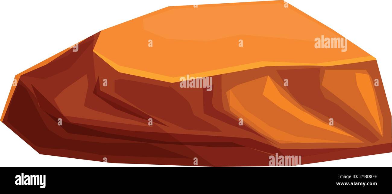 Großer brauner Stein mit flacher Oberfläche ist auf weißem Hintergrund isoliert Stock Vektor