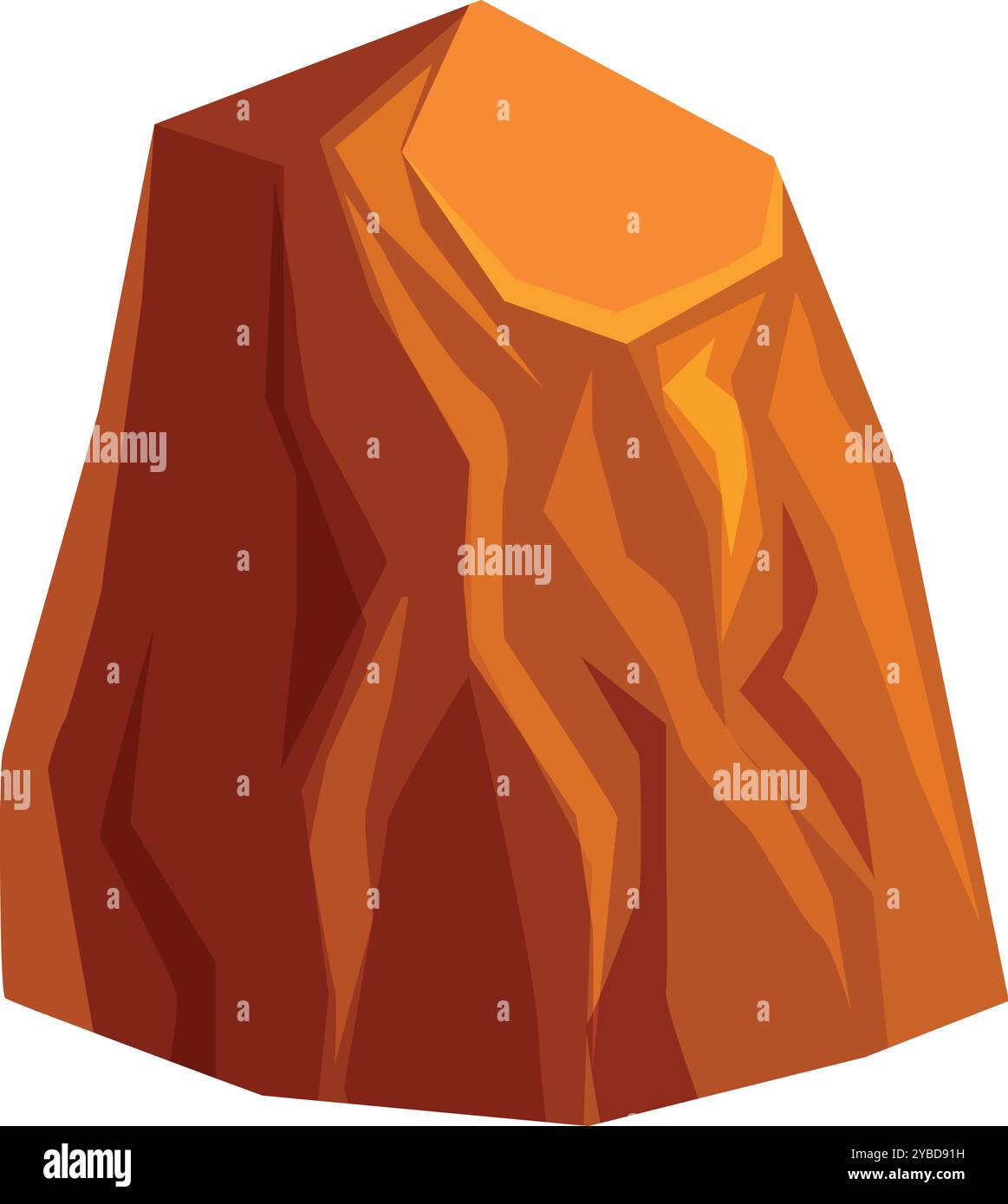 Großes braunes Gestein mit Rissen und flacher Oberfläche, die aufrecht steht Stock Vektor