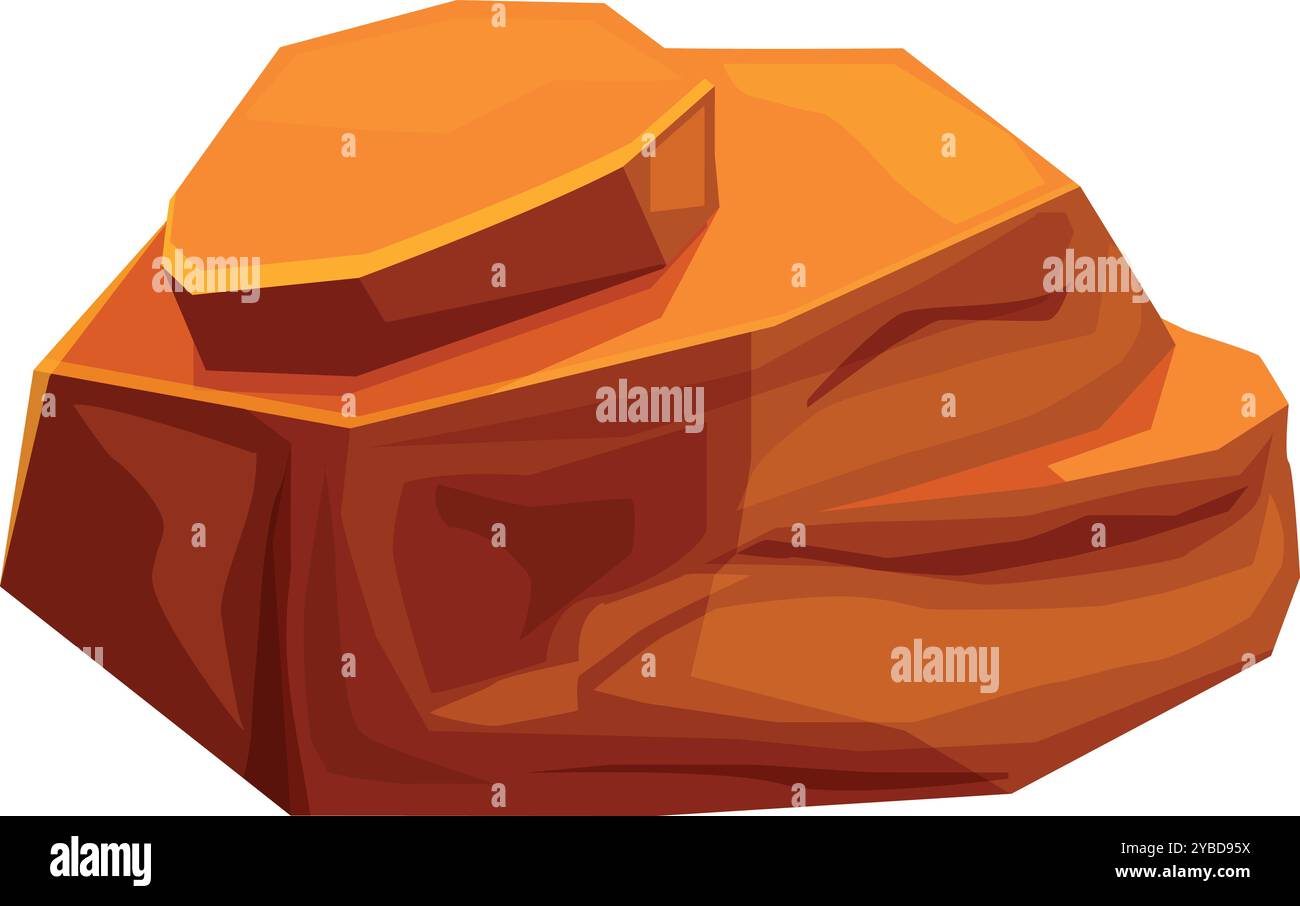 Großer orangener Felsbrocken mit Schichten sedimentärer Gesteinsbildung Stock Vektor
