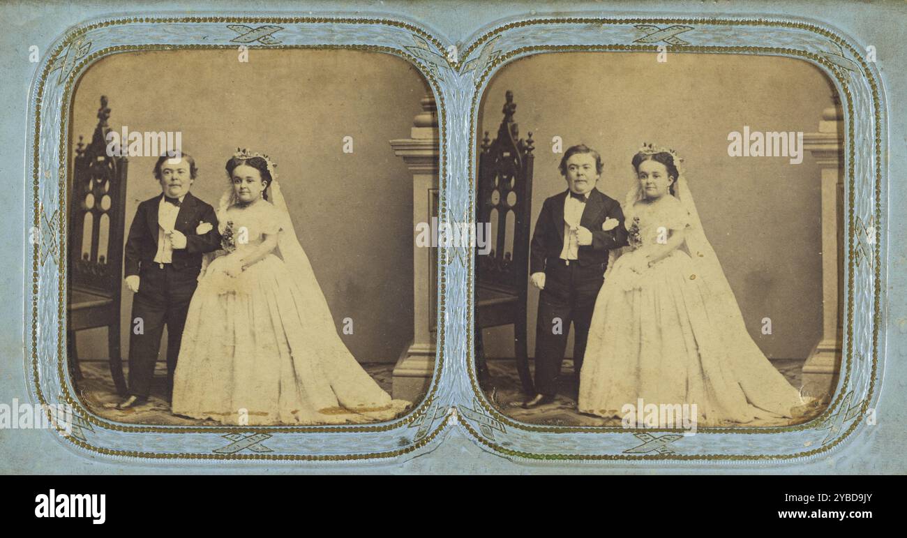 Hochzeitsportrait von General Tom Thumb und Lavinia Warren, 1863. Stockfoto