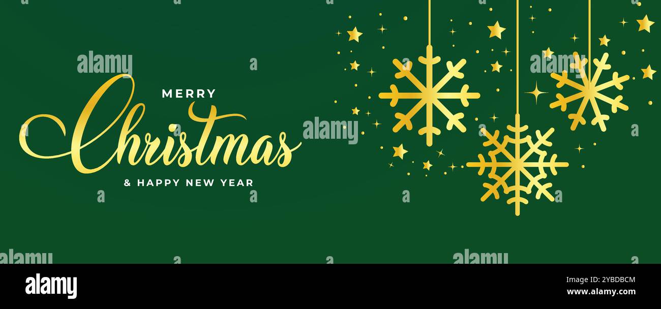 Frohe Weihnachten und Happy New Year Hintergrund Weihnachtsbaum Zweige Dekoration. Frohe Weihnachten Vektortext Kalligraphische Schrift Vektor Illustrati Stock Vektor