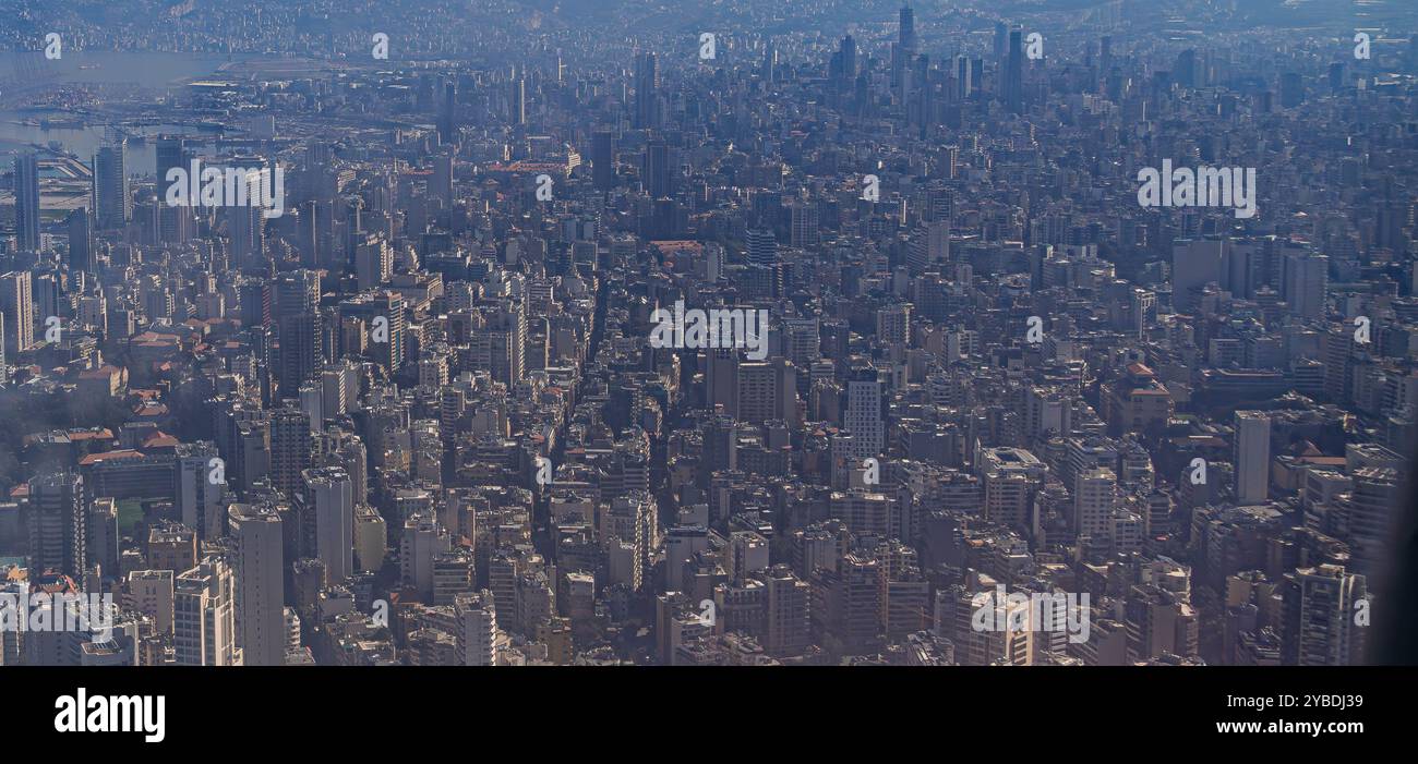 Die Stadt Beirut im Libanon aus der Vogelperspektive mit Stadtpanorama. Stockfoto