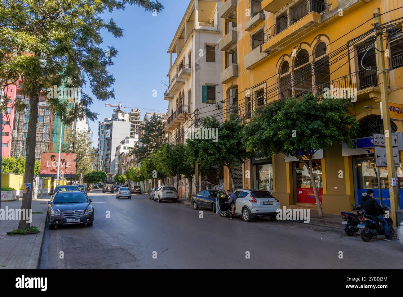 Die Straßen von Beirut, im beliebten touristischen Gemmayzeh-Viertel im Libanon. Stockfoto