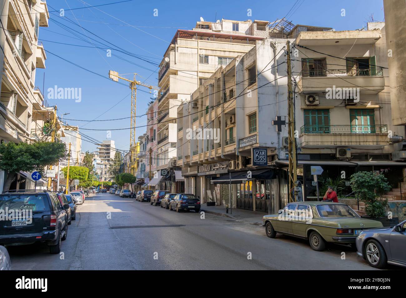 Die Straßen von Beirut, im beliebten touristischen Gemmayzeh-Viertel im Libanon. Stockfoto