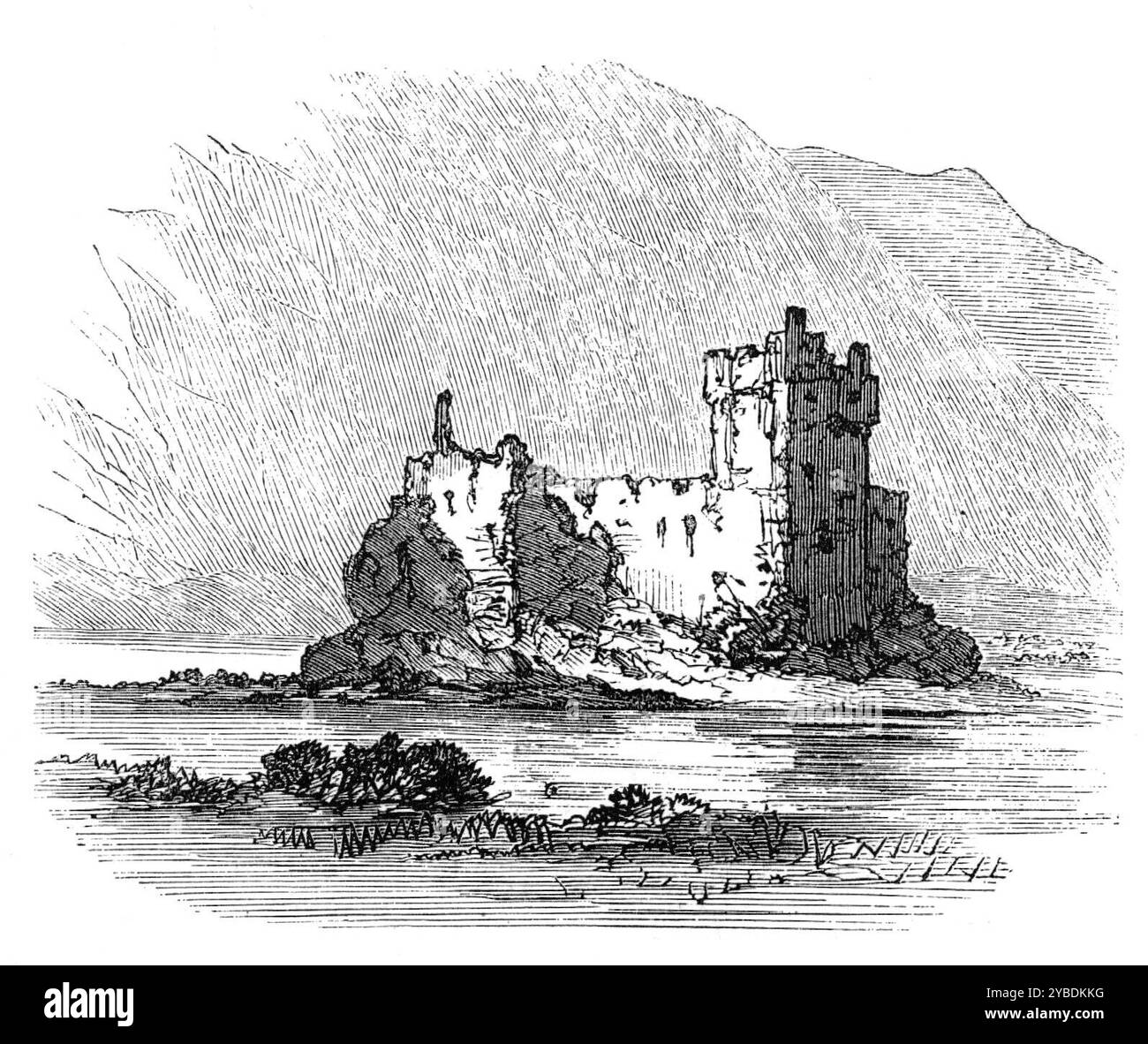 Das Land Lorne: Kilchurn Castle, Loch Awe, 1871. 'Wo Glenorchy und Glenstrae zusammen in das Becken von Loch Awe öffnen, steht die Ruine der Burg von Kilchurn... es ist ein Objekt von größtem Interesse, besonders in diesem Moment, in Bezug auf die Adelsfamilie Campbell, fortan verbündet durch eine glückliche Ehe mit der königlichen Familie von Großbritannien. Denn dies war der alte Sitz der „Ritter von Lochow“. Es war einer dieser Ritter von Lochow oder Loch-awe, um 1413, der den alten Turm erbaute, der noch heute Teil der Überreste von Kilchurn Castle war Stockfoto