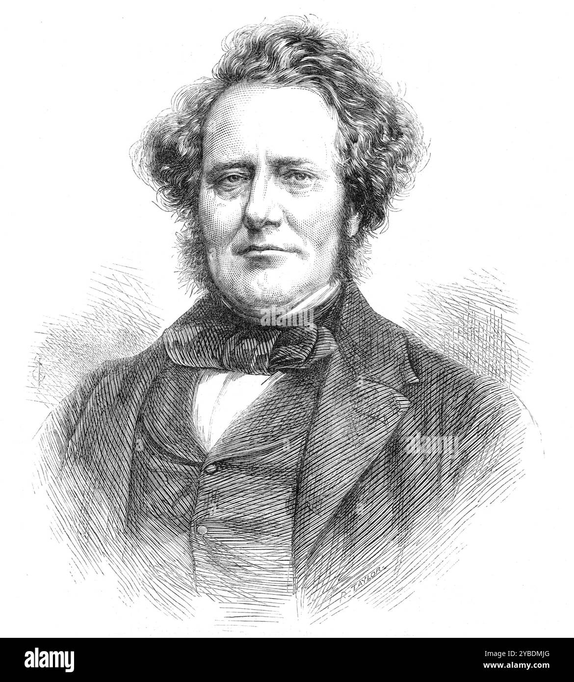 Der verstorbene Mr. George Wilson, 1871. „Der plötzliche Tod von George Wilson, dem bekannten Vorsitzenden der Anti-Corn-Law League, vor drei Wochen in einem Eisenbahnwaggon zwischen Manchester und Liverpool, wurde von uns zu dieser Zeit erwähnt... es war... in letzter Zeit im Eisenbahnmanagement, dass seine besonderen geschäftlichen Berufe...[Er] war einer der aktivsten Träger und Direktoren einer neuen Firma, die telegrafische Kommunikation mit dem Land gab. als Direktor der Electric Telegraph Company drängte er bereits 1847, eine Leitung von elektrischen Leitungen von Ma zu verlegen Stockfoto