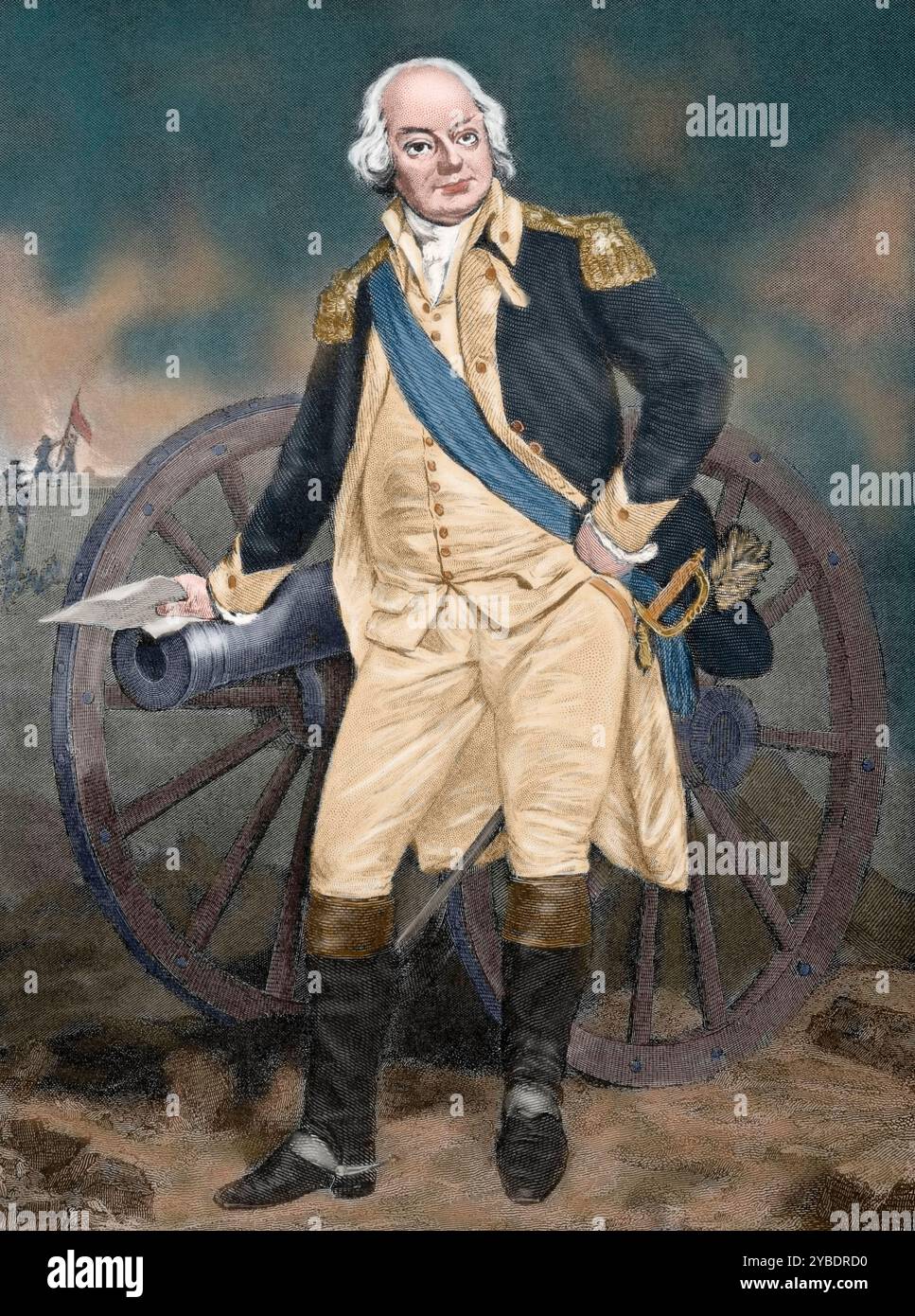 Benjamin Lincoln, amerikanischer Offizier, 19. Jahrhundert. Lincoln (1733–1810) war ein Generalmajor der Kontinentalarmee während des Amerikanischen Unabhängigkeitskrieges (1775–1783). (Farbiger Schwarzweiß-Druck). Stockfoto