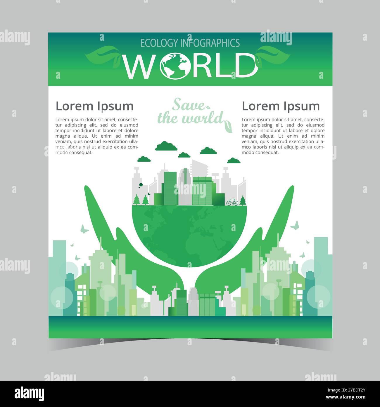 Illustration zum Design des Umweltplakats in der Infografik. Retten Sie die Welt Natur Konzept Vektordesign. Stock Vektor