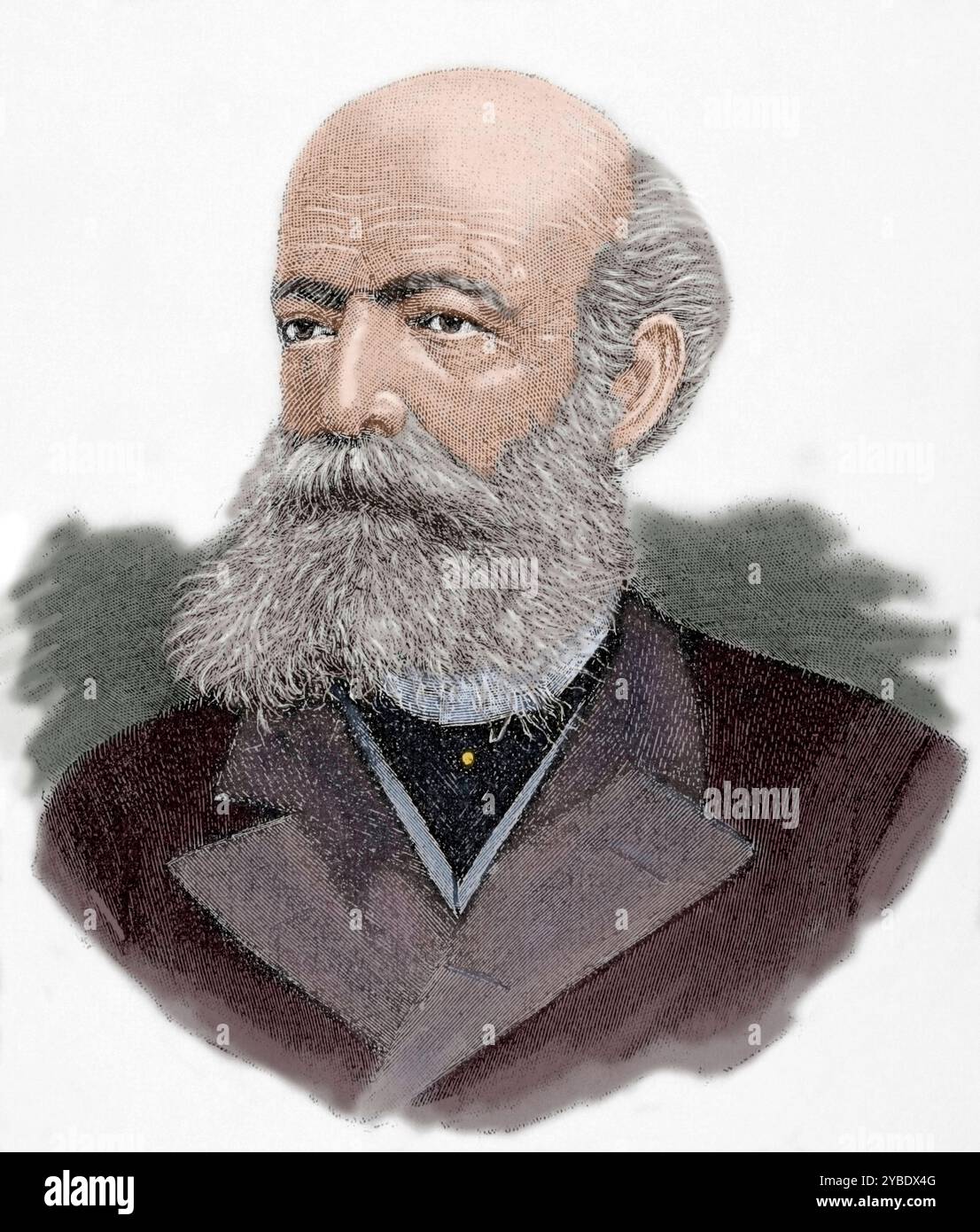 Friedrich August Kekule von Stradonitz (1829-1896), deutscher Chemiker, 19. Jahrhundert. (Farbiger Schwarzweiß-Druck). Stockfoto