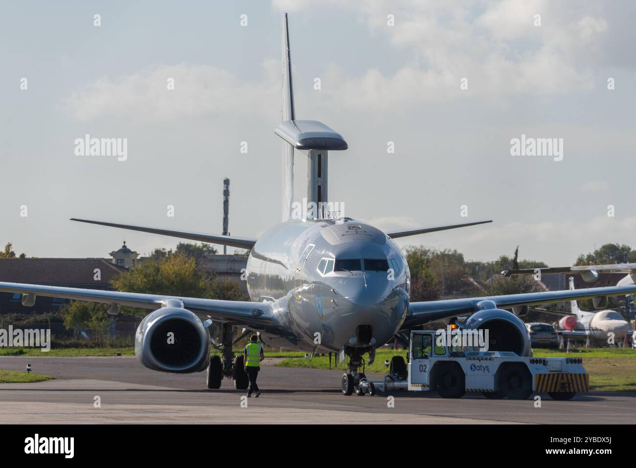 RAF Boeing E-7A Wedgetail AEW1 am Southend Airport, wurde von Satys in den Farben der Royal Air Force lackiert. Es ist die erste von drei AEW-Flugzeugen Stockfoto