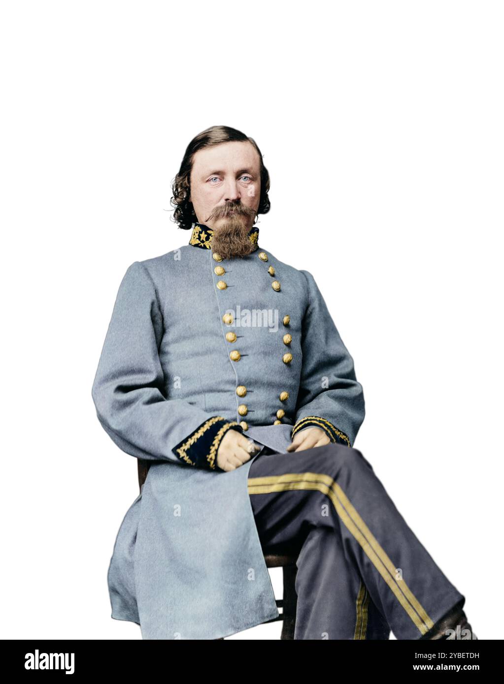 Porträt von General George Edward Pickett vom Infanterieregiment der Konföderierten Staaten in Uniform. Fotografiert zwischen 1861 und 1865. Wahrscheinlich von Mathew Brady Studio. Stockfoto