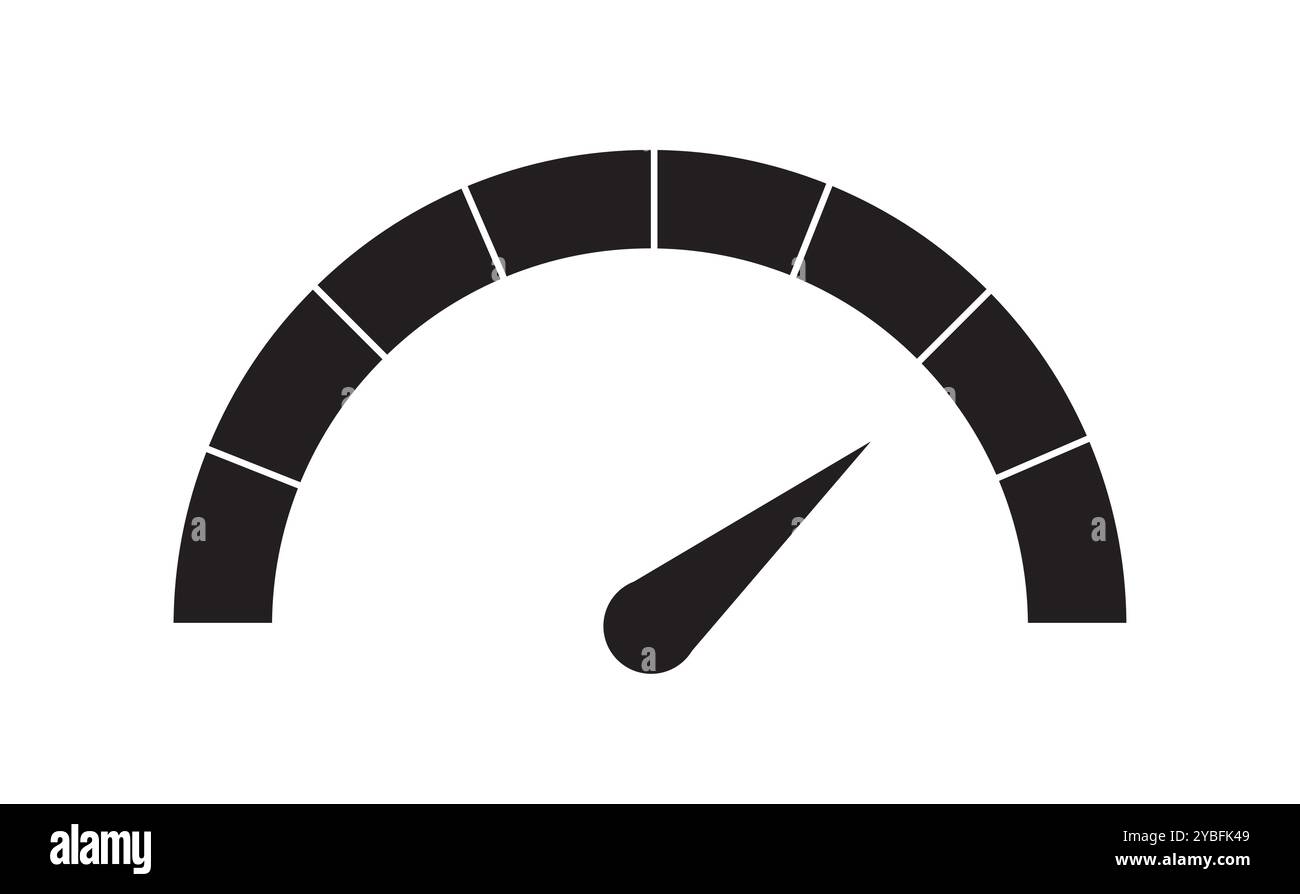 Geschwindigkeitsanzeige. Tachometer und Armaturenbrett. Anzeige für Messung und Steuerung. Vorlage und Layout. Rangliste und Bewertung. Linearer Vektor Stock Vektor