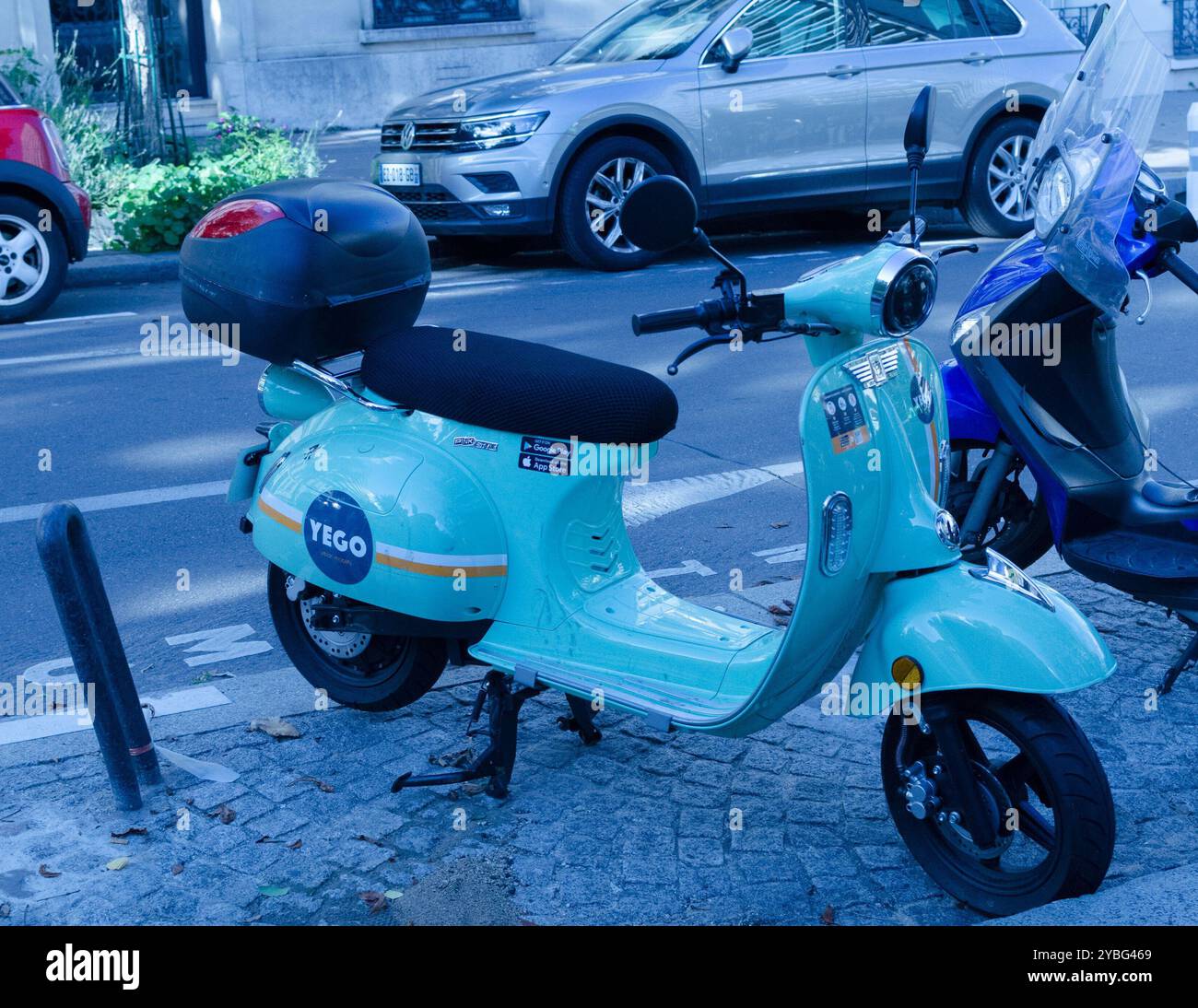 Ein Yego Ride Share Roller in Paris Stockfoto