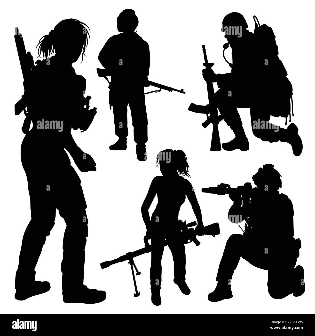 Armeesoldaten, männlich und weiblich Stock Vektor