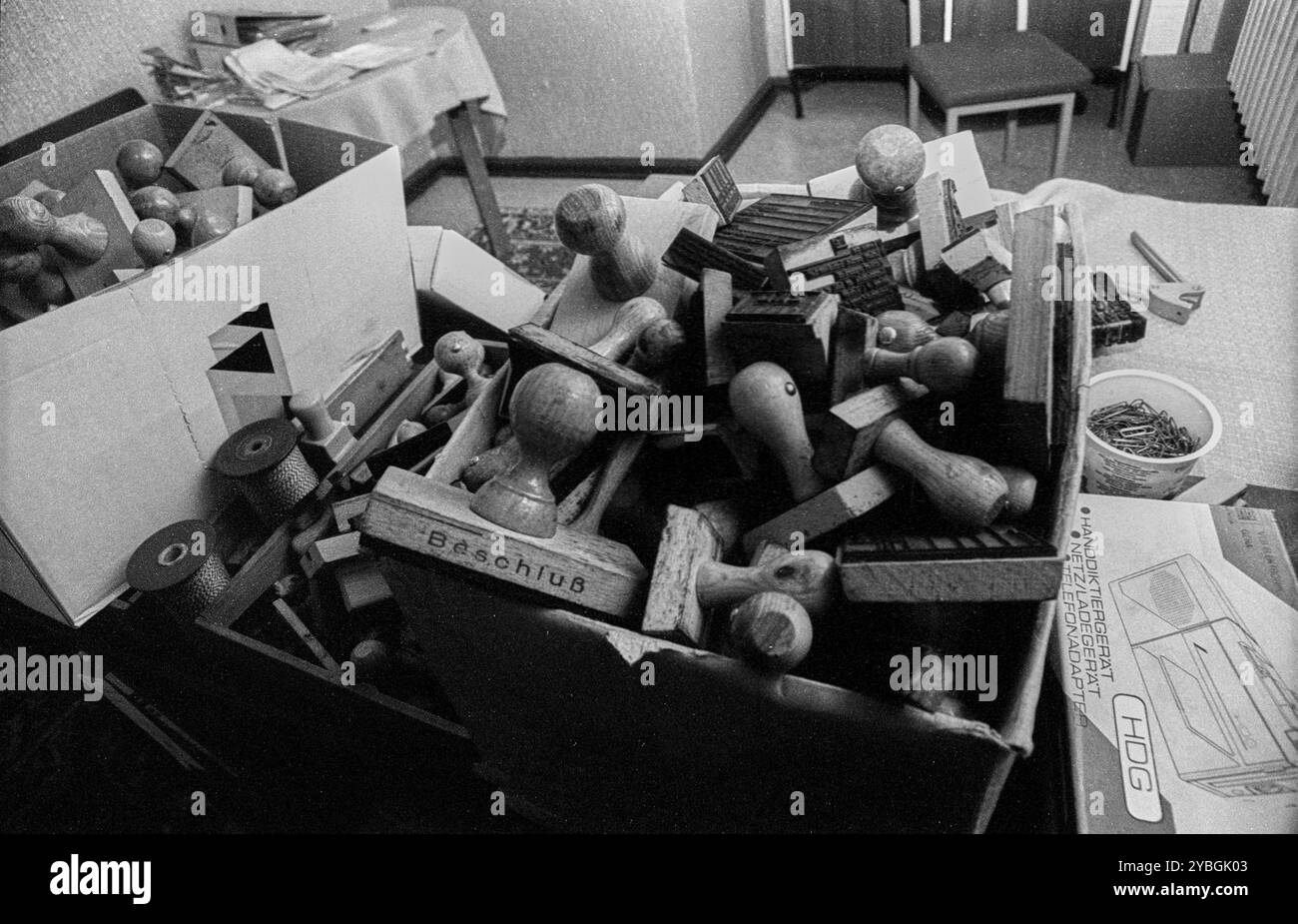 Deutschland, Berlin, 23.06.1991, Stempel im ehemaligen Amtsgericht Lichtenberg (direkt neben dem Stasi-Hauptsitz Normannenstraße, hier ein Teil Stockfoto