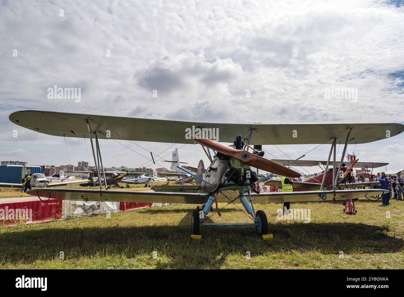 Madrid, Spanien, 3. Juni 2018: Polikarpov Po 2 von 1928 russischen Flugzeugen während der Flugschau der historischen Flugzeugsammlung im Flughafen Cuatro Vientos, EUR Stockfoto