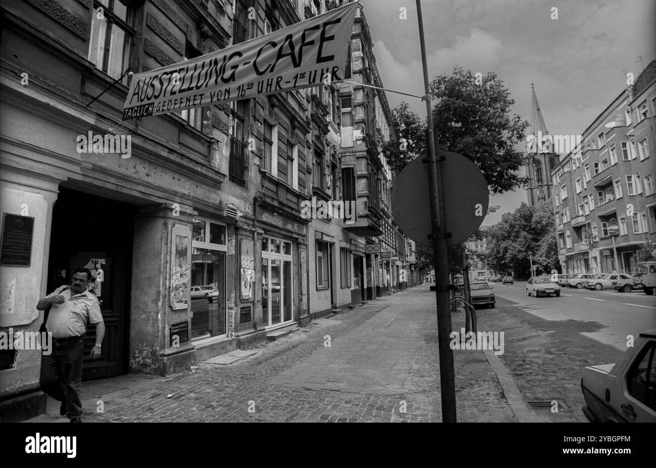 Deutschland, Berlin, 27.07.1991, Stargarder Straße, Ausstellung, Cafe, Europa Stockfoto