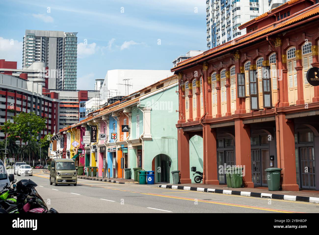 Kampong Glam oder Kampong Gelam Viertel - Shophouses auf der North Bridge Rd Stockfoto