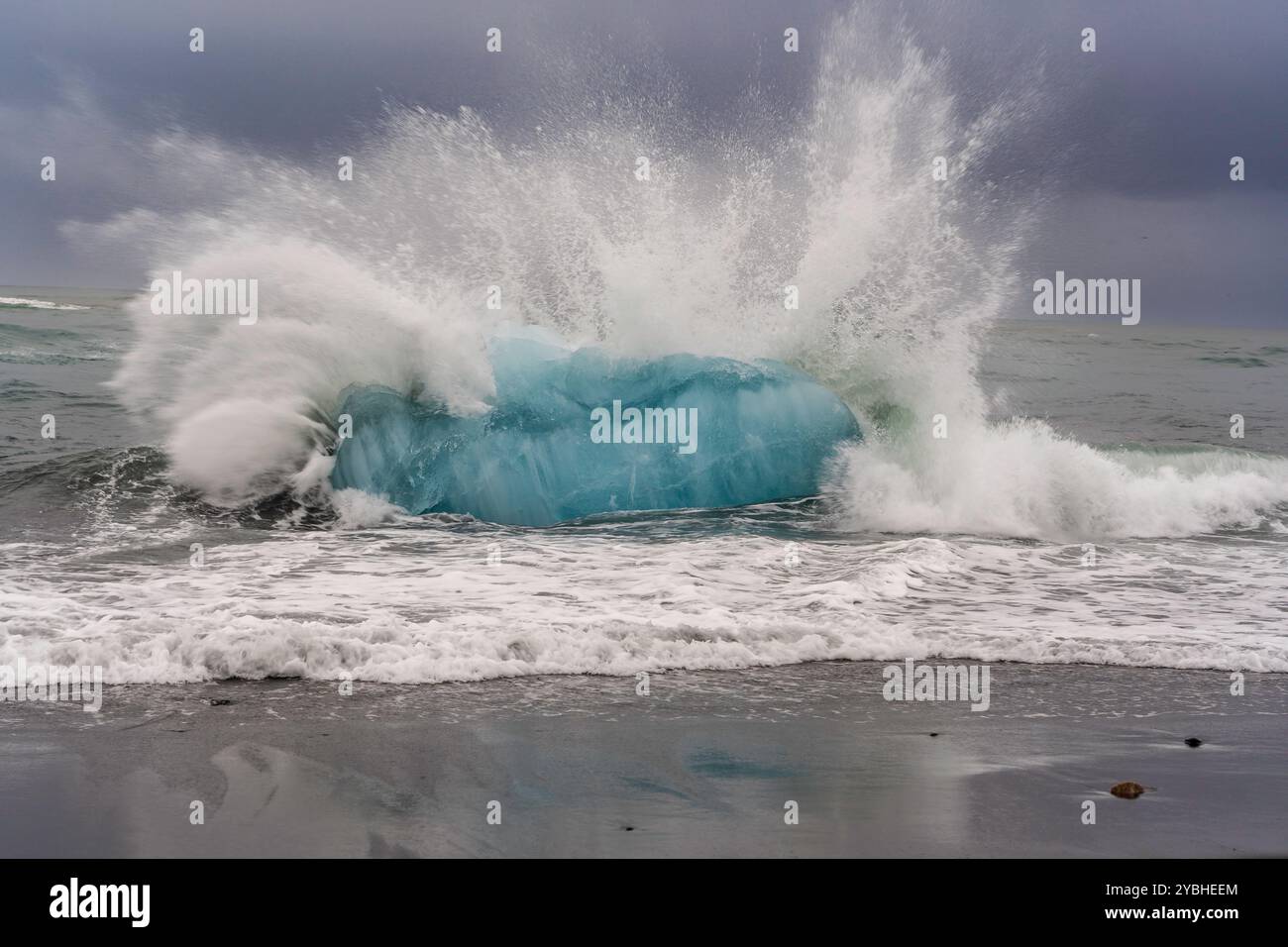 Eisberg Strand, Jökulsárlón Stockfoto