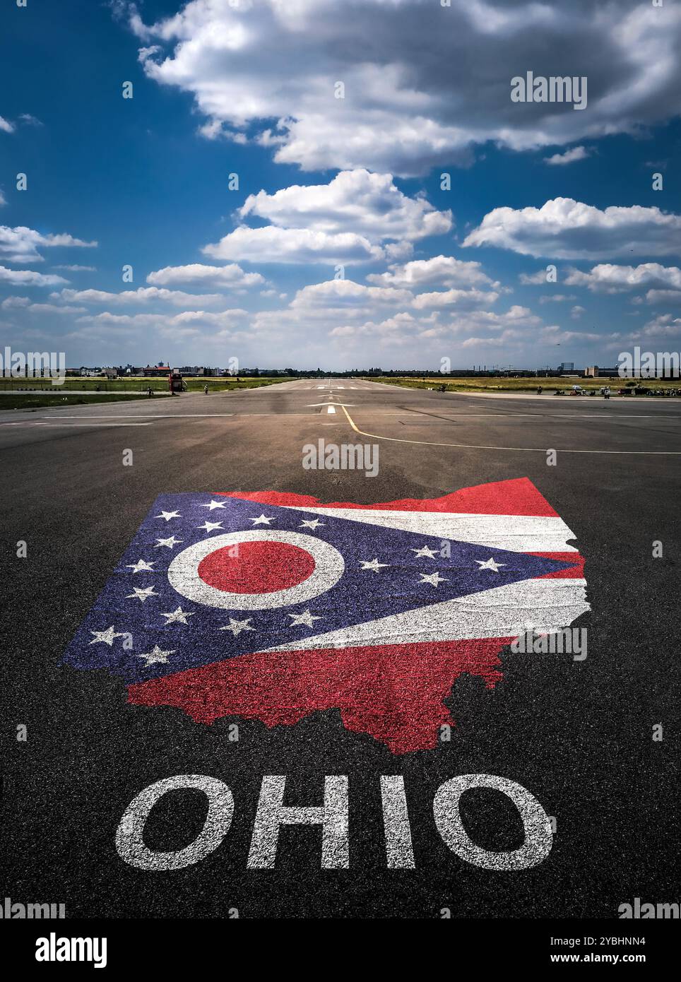 Karte des Bundesstaates Ohio auf der Straße gemalt Stockfoto