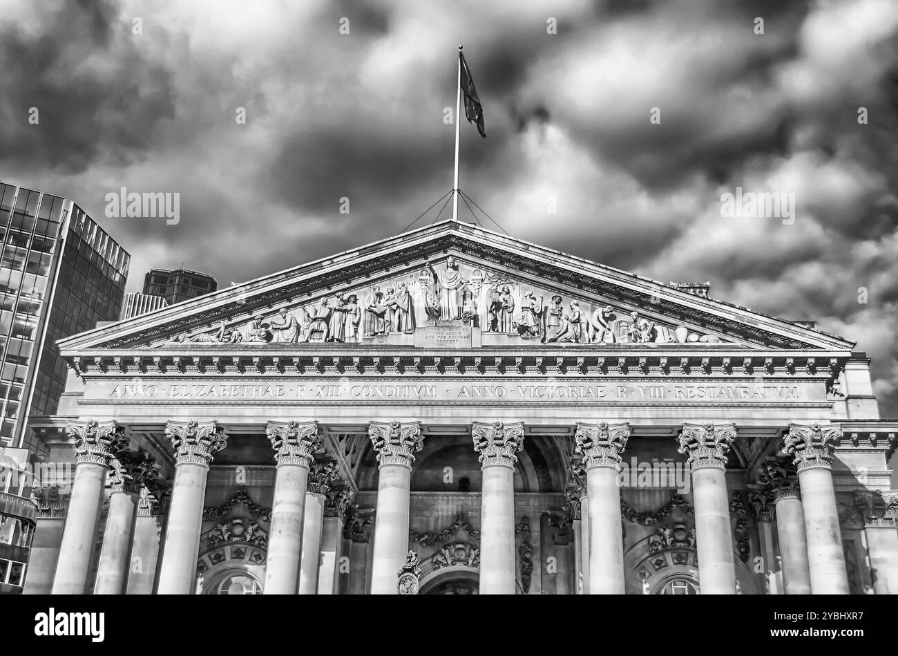 Das Royal Exchange Building im Finanzviertel von London, Großbritannien Stockfoto