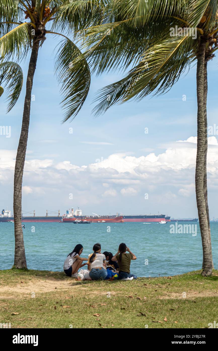 East Coast Park, Singapur, Asien. Leute, die ein Picknick machen Stockfoto